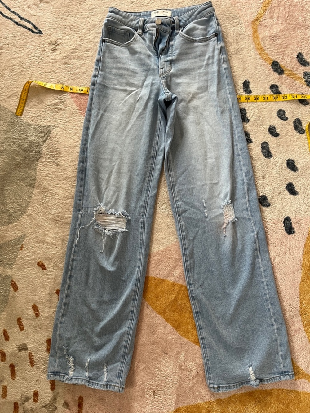 BKE Billie Slim Fit High Rise Wide Leg Jeans - Light Blue Denim